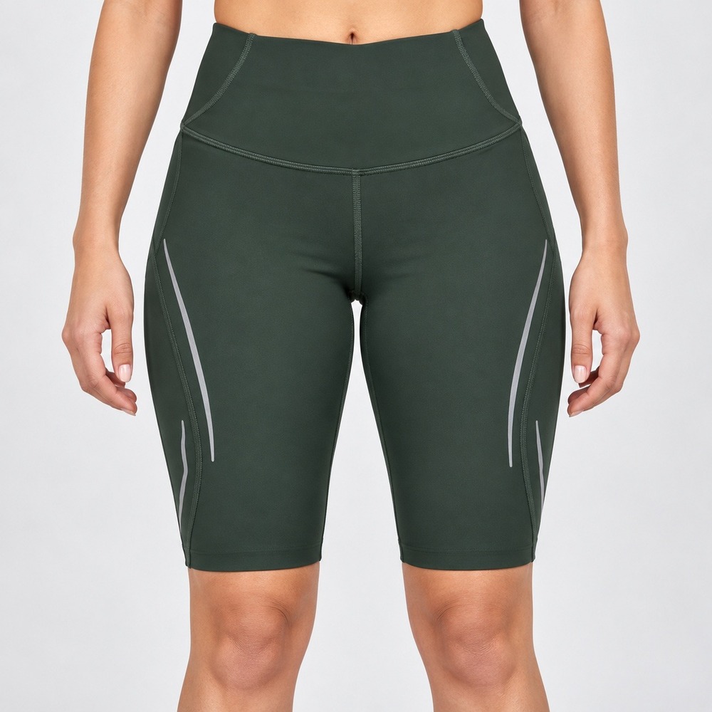 Lululemon SenseKnit High Rise Running Shorts Green Reflective Size 0